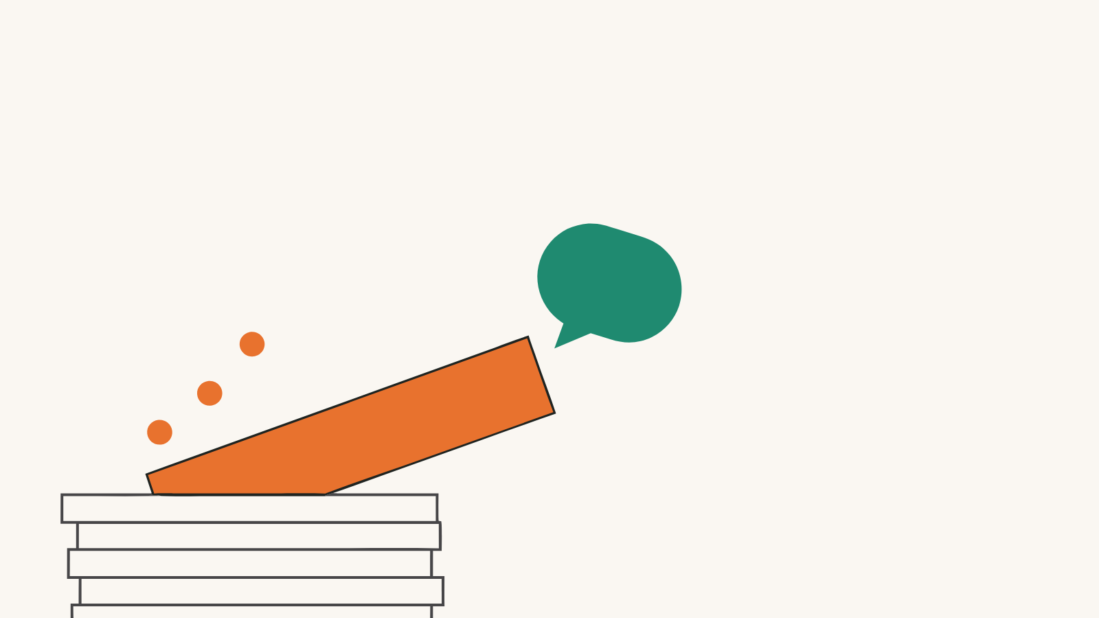 Flat illustration of one document lifting out of a stack towards a speech bubble